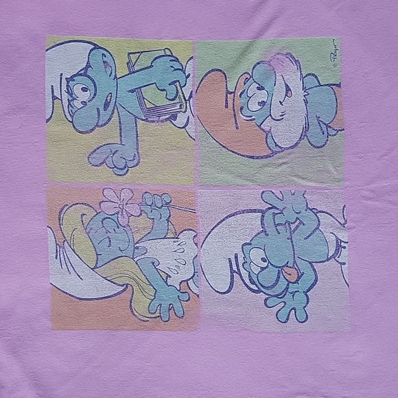 Smurfs Fan Favorite short sleeve. 3 tiny pin holes left sleeve *see pic* - Picture 2 of 8